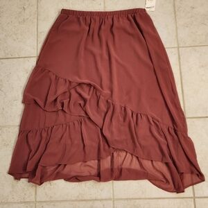 Womens A New Day Burnt Orange High Low Midi Layered Skirt Size L NWT #DD676